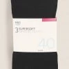 M&S Collection 3pk 40 Denier Supersoft Opaque Tights -School Uniform Sales Store SD 02 T60 2249 Y0 X EC 0