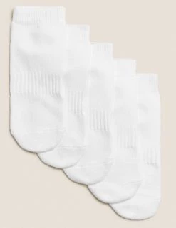 M&S Collection Socks & Tights 5pk Of Cushioned Trainer Liner Socks