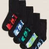 M&S Collection 5pk Cotton Rich Camouflage Socks -School Uniform Sales Store SD 04 T64 2055S Y4 X EC 0