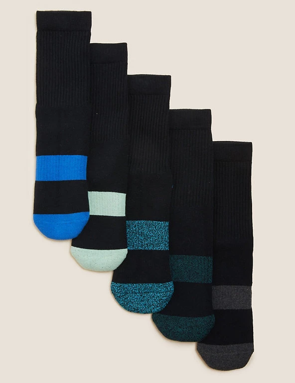 M&S Collection Socks & Tights 5pk Cotton Rich Sports Socks 4 M&S Collection Socks & Tights 5pk Cotton Rich Sports Socks - Image 2