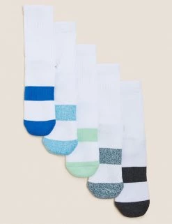 M&S Collection Socks & Tights 5pk Cotton Rich Sports Socks