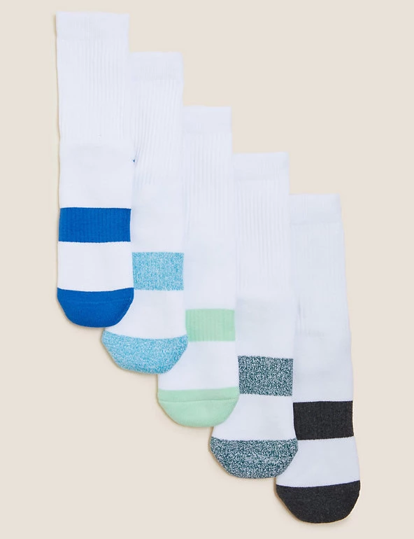 M&S Collection Socks & Tights 5pk Cotton Rich Sports Socks 3 M&S Collection Socks & Tights 5pk Cotton Rich Sports Socks