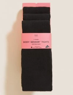 M&S Collection Socks & Tights 3pk Of Body Sensor™ School Tights