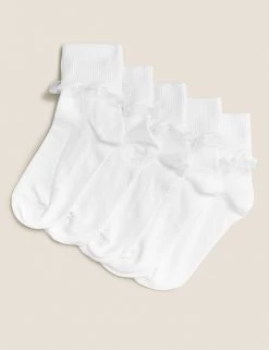 M&S Collection 5pk Of Frill Ankle Socks