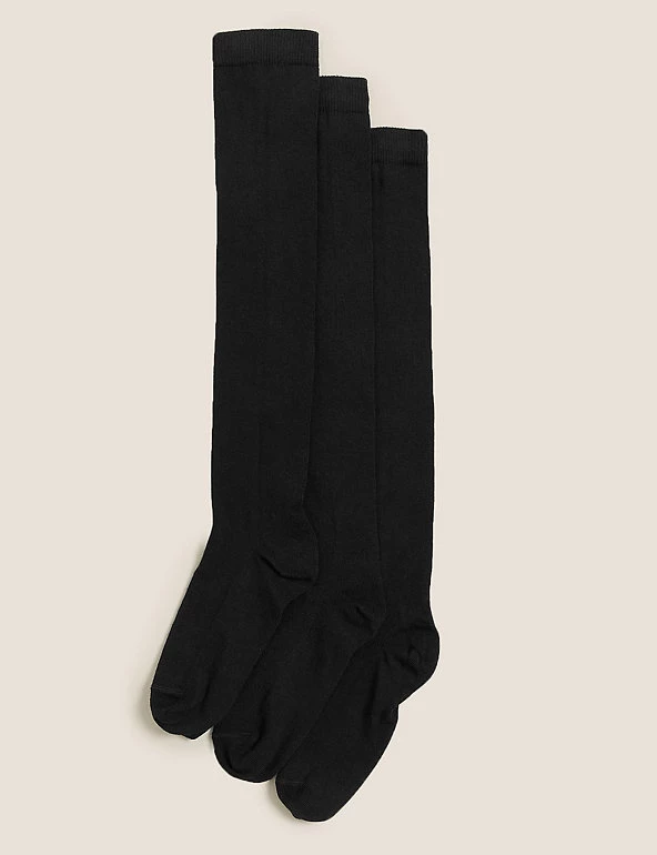 M&S Collection Socks & Tights 3pk Cotton Rich Over The Knee Socks 4 M&S Collection Socks & Tights 3pk Cotton Rich Over The Knee Socks - Image 2