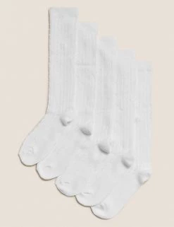 M&S Collection Socks & Tights 5pk Of Knee High Pelerine Socks