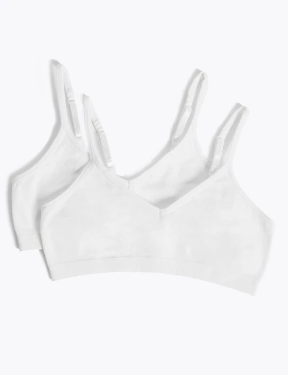 M&S Collection Underwear 2pk Seamfree Crop Tops (9-16 Yrs) 3 M&S Collection Underwear 2pk Seamfree Crop Tops (9-16 Yrs)