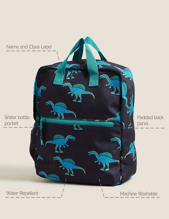 M&S Collection Accessories Kids’ Dinosaur Water Repellent Nursery Backpack 4 M&S Collection Accessories Kids’ Dinosaur Water Repellent Nursery Backpack - Image 2