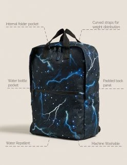 M&S Collection Accessories Kids' Water Repellent Lightning Backpack -School Uniform Sales Store SD 04 T72 6136F Y0 X EC 90