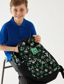 M&S Collection Accessories Kids’ Minecraft™ Water Repellent School Backpack -School Uniform Sales Store SD 04 T72 6137F Y0 X EC 4