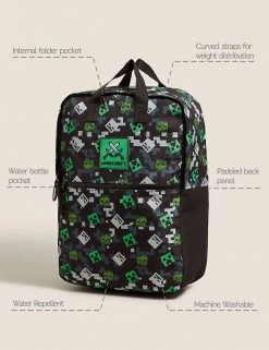 M&S Collection Accessories Kids’ Minecraft™ Water Repellent School Backpack -School Uniform Sales Store SD 04 T72 6137F Y0 X EC 90