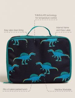 M&S Collection Lunchboxes Kids' Dinosaur Print Lunch Box -School Uniform Sales Store SD 04 T72 7026J F0 X EC 90