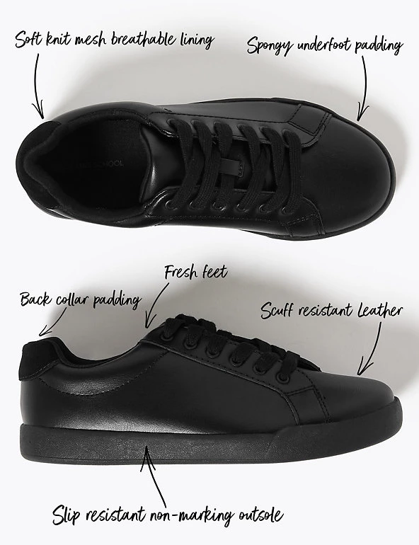 M&S Collection Footwear Kids' Leather Freshfeet™ Trainers (13 Small - 9 Large) 4 M&S Collection Footwear Kids' Leather Freshfeet™ Trainers (13 Small - 9 Large) - Image 2