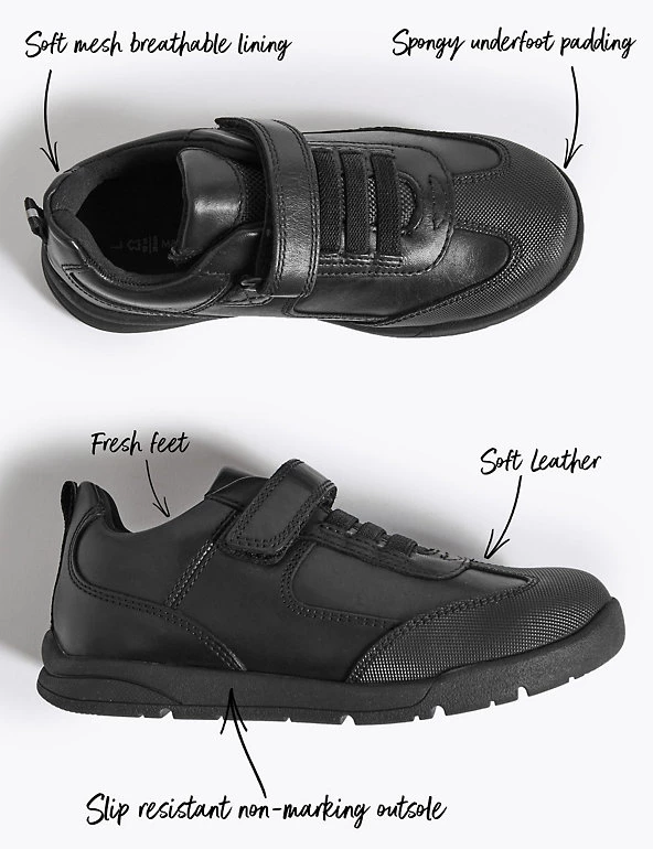 M&S Collection Kids’ Leather Riptape School Shoes (8 Small - 1.5 Large) 4 M&S Collection Kids’ Leather Riptape School Shoes (8 Small - 1.5 Large) - Image 2