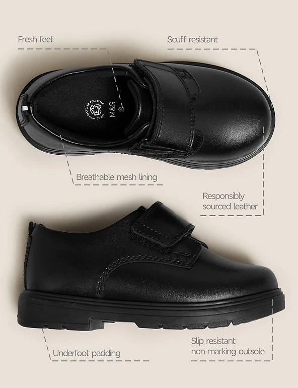 M&S Collection Kids' Leather Riptape School Shoes (8 Small - 1 Large) 4 M&S Collection Kids' Leather Riptape School Shoes (8 Small - 1 Large) - Image 2
