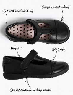 M&S Collection Kids’ Leather T-Bar School Shoes (8 Small - 1 Large) -School Uniform Sales Store SD 04 T72 8654B Y0 X EC 90