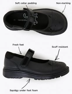 M&S Collection Kids' Leather Mary Jane Cat School Shoes (8 Small - 1 Large) -School Uniform Sales Store SD 04 T72 8662B Y0 X EC 9