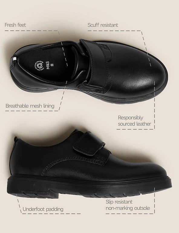 M&S Collection Kids' Leather Riptape School Shoes (13 Small-9 Large) 4 M&S Collection Kids' Leather Riptape School Shoes (13 Small-9 Large) - Image 2
