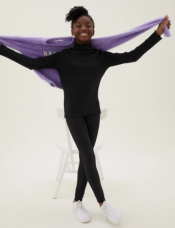 M&S Collection 5pk Cotton Rich Leggings With Stretch (6-16 Yrs) 3 M&S Collection 5pk Cotton Rich Leggings With Stretch (6-16 Yrs)