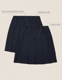 M&S Collection 2pk Girls' Crease Resistant School Skirts (2-16 Yrs) 38 M&S Collection 2pk Girls' Crease Resistant School Skirts (2-16 Yrs) -School Uniform Sales Store SD 04 T76 0197 F0 X EC 90