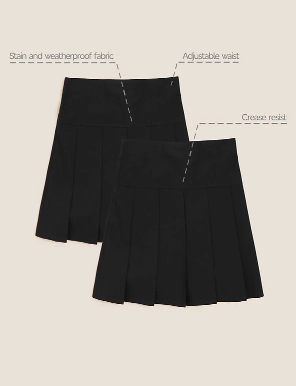 M&S Collection 2pk Girls' Crease Resistant School Skirts (2-16 Yrs) 9 M&S Collection 2pk Girls' Crease Resistant School Skirts (2-16 Yrs) - Image 7
