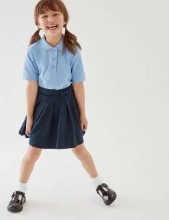 M&S Collection Skirts Girls' Cotton Pleated School Skirt (2-14 Yrs)
