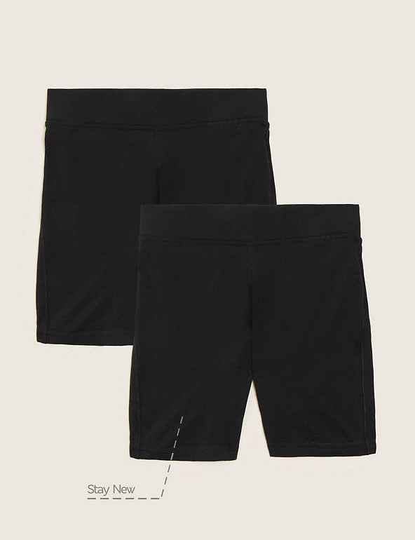 M&S Collection PE Kit 2pk Girls' Cotton With Stretch School Shorts (2-16 Yrs) 4 M&S Collection PE Kit 2pk Girls' Cotton With Stretch School Shorts (2-16 Yrs) - Image 2