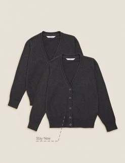 M&S Collection Cardigans 2pk Girls' Pure Cotton School Cardigan (3-18 Yrs) -School Uniform Sales Store SD 04 T76 1371 T0 X EC 90