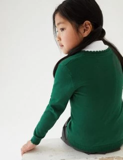 M&S Collection Cardigans Girls’ Pure Cotton Bow Pocket School Cardigan (3-18 Yrs) -School Uniform Sales Store SD 04 T76 1373 J0 X EC 2