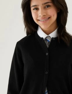 M&S Collection Cardigans Girls' Pure Cotton School Cardigan (9-18 Yrs) -School Uniform Sales Store SD 04 T76 1376 Y0 X EC 1