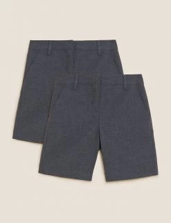 M&S Collection School 2pk Girls' Slim Leg Shorts (2-16 Yrs) -School Uniform Sales Store SD 04 T76 1435 T0 X EC 90