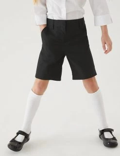 M&S Collection School 2pk Girls' Slim Leg Shorts (2-16 Yrs) -School Uniform Sales Store SD 04 T76 1435 Y0 X EC 1