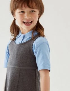 M&S Collection Dresses 2pk Girls' Cotton School Pinafores (2-12 Yrs) -School Uniform Sales Store SD 04 T76 1778 T0 X EC 1