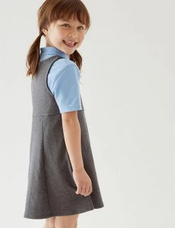 M&S Collection Dresses 2pk Girls' Cotton School Pinafores (2-12 Yrs) -School Uniform Sales Store SD 04 T76 1778 T0 X EC 2