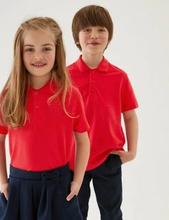 M&S Collection Polo-shirts 3pk Unisex Pure Cotton School Polo Shirts (2-16 Yrs) -School Uniform Sales Store SD 04 T76 2051 B0 X EC 0
