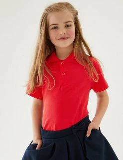 M&S Collection Polo-shirts 3pk Unisex Pure Cotton School Polo Shirts (2-16 Yrs) -School Uniform Sales Store SD 04 T76 2051 B0 X EC 1