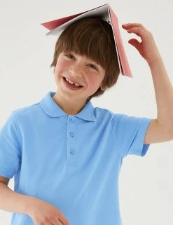M&S Collection Polo-shirts 3pk Unisex Pure Cotton School Polo Shirts (2-16 Yrs) -School Uniform Sales Store SD 04 T76 2051 E0 X EC 1
