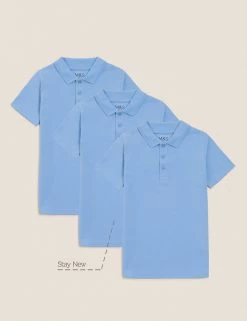 M&S Collection Polo-shirts 3pk Unisex Pure Cotton School Polo Shirts (2-16 Yrs) -School Uniform Sales Store SD 04 T76 2051 E0 X EC 90