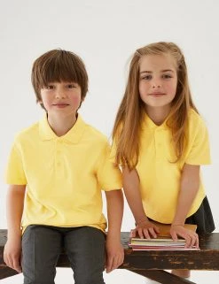 M&S Collection Polo-shirts 3pk Unisex Pure Cotton School Polo Shirts (2-16 Yrs) -School Uniform Sales Store SD 04 T76 2051 R0 X EC 0