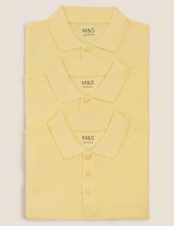 M&S Collection Polo-shirts 3pk Unisex Pure Cotton School Polo Shirts (2-16 Yrs) -School Uniform Sales Store SD 04 T76 2051 R0 X EC 7