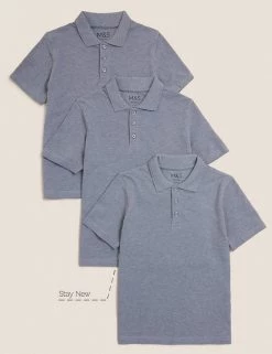 M&S Collection Polo-shirts 3pk Unisex Pure Cotton School Polo Shirts (2-16 Yrs) -School Uniform Sales Store SD 04 T76 2051 T0 X EC 90