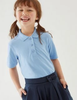 M&S Collection Polo-shirts 2pk Girls' Stain Resist School Polo Shirts (2-16 Yrs) -School Uniform Sales Store SD 04 T76 2054 E0 X EC 0