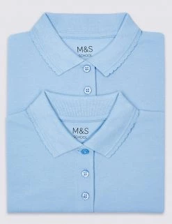 M&S Collection Polo-shirts 2pk Girls' Stain Resist School Polo Shirts (2-16 Yrs) -School Uniform Sales Store SD 04 T76 2054 E0 X EC 7