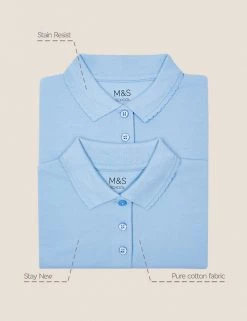 M&S Collection Polo-shirts 2pk Girls' Stain Resist School Polo Shirts (2-16 Yrs) -School Uniform Sales Store SD 04 T76 2054 E0 X EC 90