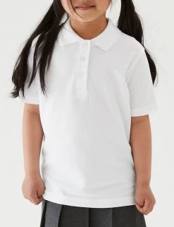 M&S Collection Polo-shirts 2pk Girls' Stain Resist School Polo Shirts (2-16 Yrs) -School Uniform Sales Store SD 04 T76 2054 Z0 X EC 1