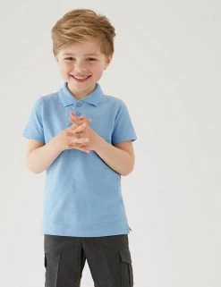 M&S Collection Polo-shirts 2pk Boys' Slim Fit School Polo Shirts (2-16 Yrs) -School Uniform Sales Store SD 04 T76 2055 E0 X EC 0