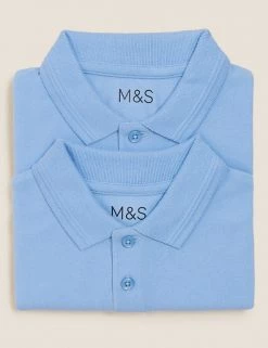 M&S Collection Polo-shirts 2pk Boys' Slim Fit School Polo Shirts (2-16 Yrs) -School Uniform Sales Store SD 04 T76 2055 E0 X EC 7