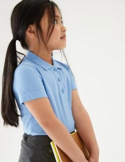 M&S Collection Polo-shirts 2pk Girls' Slim Fit School Polo Shirts (2-16 Yrs) -School Uniform Sales Store SD 04 T76 2058 E0 X EC 0