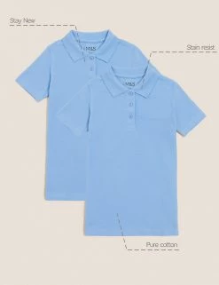 M&S Collection Polo-shirts 2pk Girls' Slim Fit School Polo Shirts (2-16 Yrs) -School Uniform Sales Store SD 04 T76 2058 E0 X EC 90