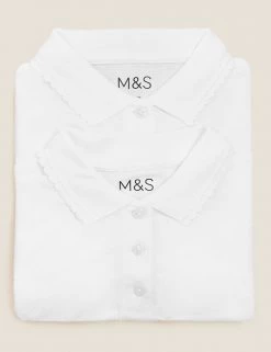 M&S Collection Polo-shirts 2pk Girls' Slim Fit School Polo Shirts (2-16 Yrs) -School Uniform Sales Store SD 04 T76 2058 Z0 X EC 7